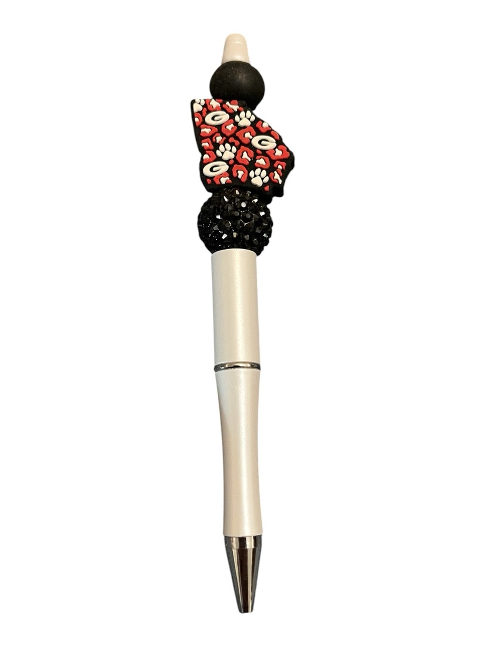 Georgia Bulldog Ballpoint Pen with Red & Black Decorative Charm
